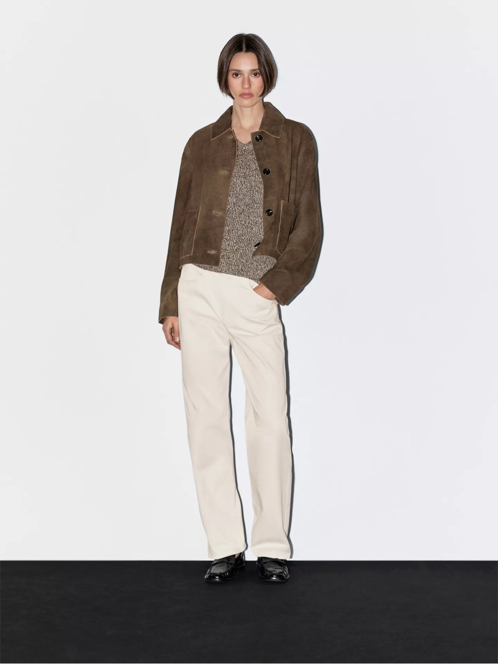 Massimo Dutti Classic Brown Suede Button-Front Jacket — image 8 of 8